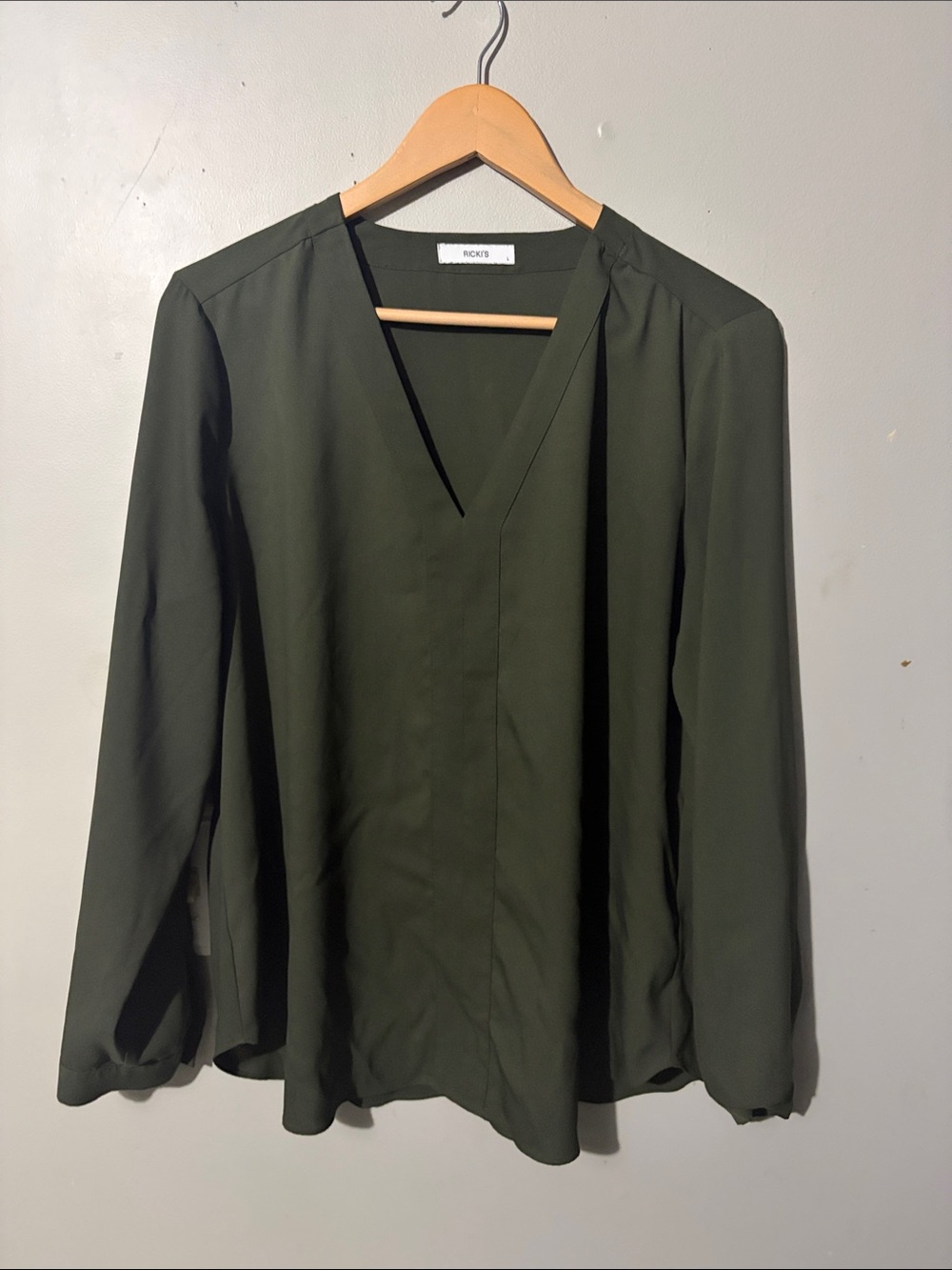 Ricki's Olive Green Long Sleeve V-Neck Shirt
